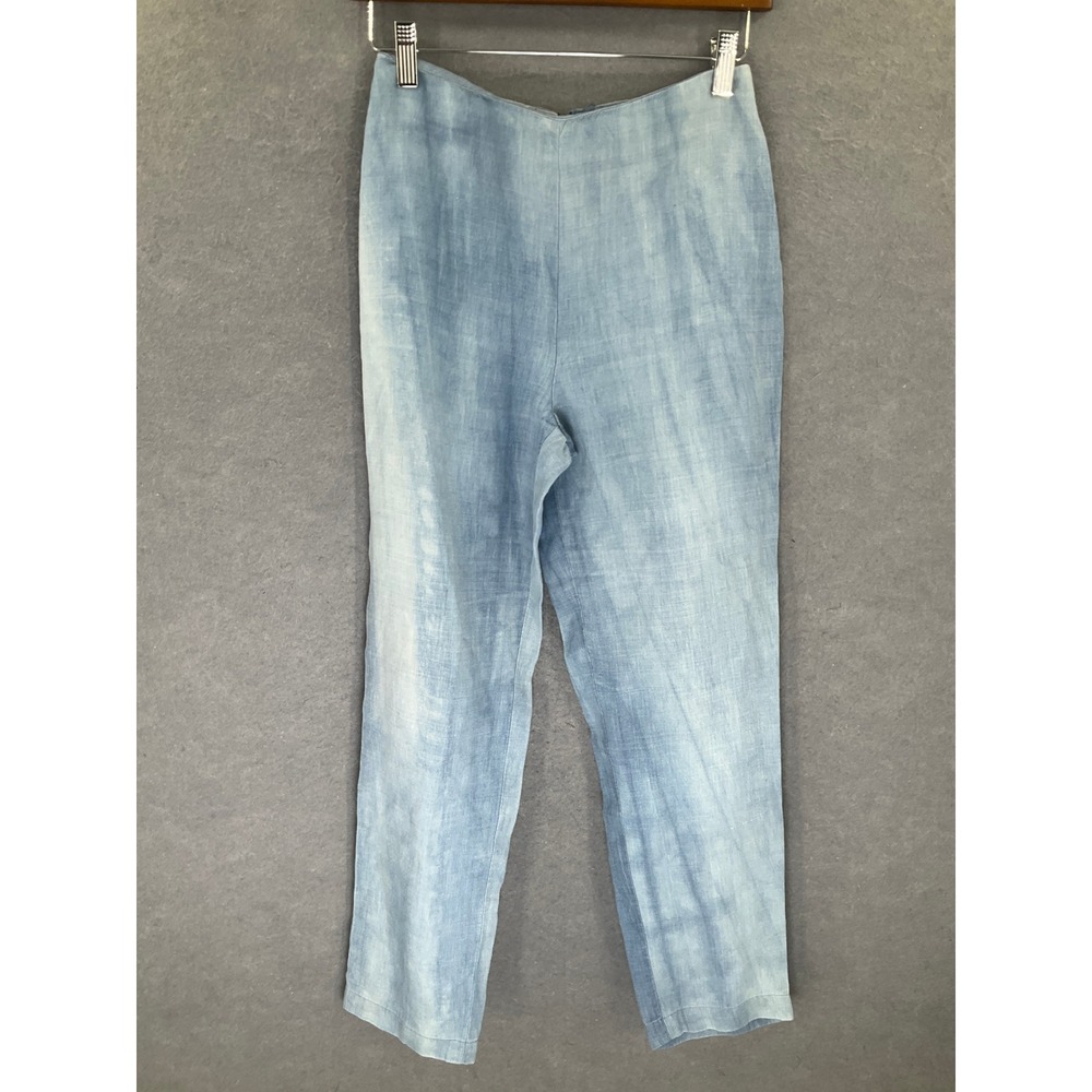 Ralph Lauren Collection Womens Sz 4 Blue Linen Straight Leg Pants Purple Label